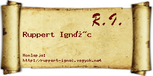 Ruppert Ignác névjegykártya