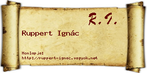 Ruppert Ignác névjegykártya